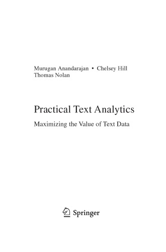 Practical Text Analytics Murugananandarajan Chelseyhill Thomasnolan