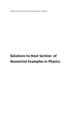 N N Ghosh Heat Solutions To Numerical Examples In Physics N N Ghosh