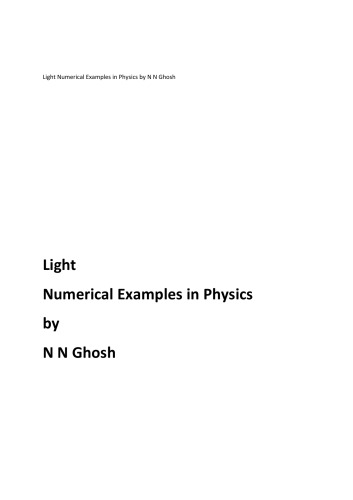 Light Numerical Examples In Physics By N N Ghosh N N Ghosh