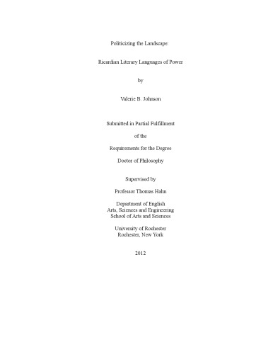 Politicizing The Landscape Ricardian Literary Languages Of Power Valerie B Johnson