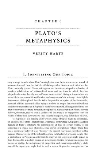 Article Platos Metaphysics Chapter 8 From The Oxford Handbook Of Plato Pp 191216 Verity Harte