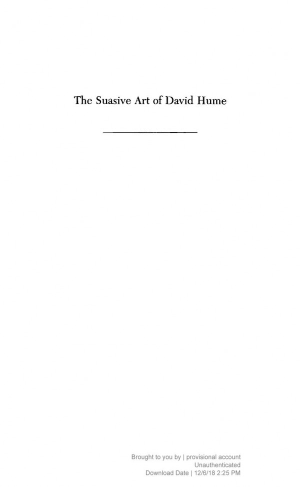 The Suasive Art Of David Hume M A Box