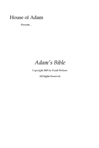 Adams Bible The Vision Of Michael Of Des Arc Weltner Frank