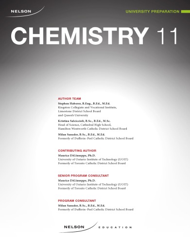 Nelson Chemistry 11 University Preparation Digiuseppe Maurice