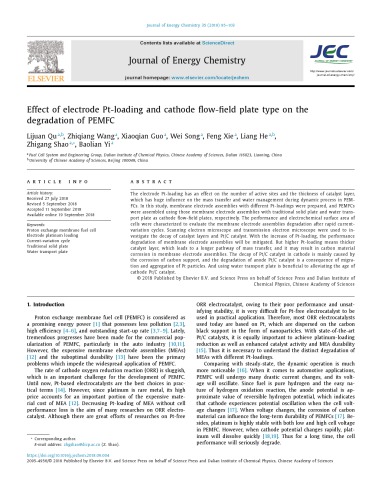 Effect Of Electrode Ptloading And Cathode Flowfield Plate Type On The Degradation Of Pemfc Qu