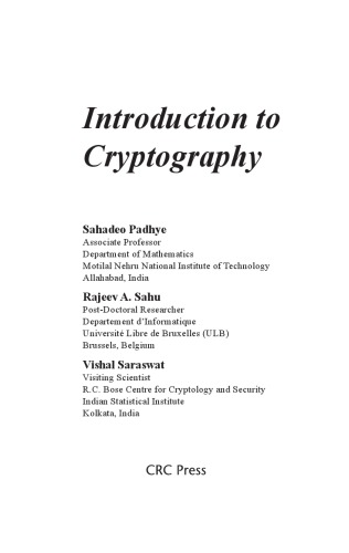 Introduction To Cryptography Sahadeo Padhye Rajeev A Sahu Vishal Saraswat