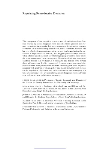 Regulating Reproductive Donation Susan Golombok Et Al