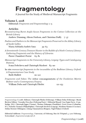 Fragmentology A Journal For The Study Of Medieval Manuscript Fragments Coll