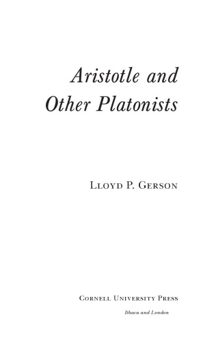 Aristotle And Other Platonists Gerson Lloyd P