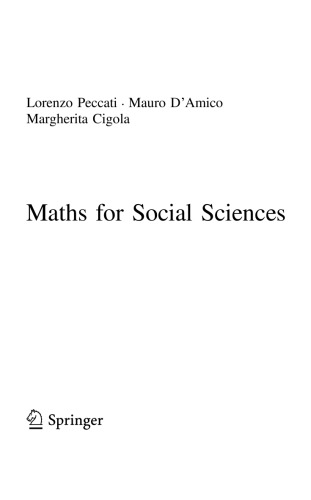 Maths For Social Sciences Lorenzo Peccati Mauro Damico Margherita Cigola