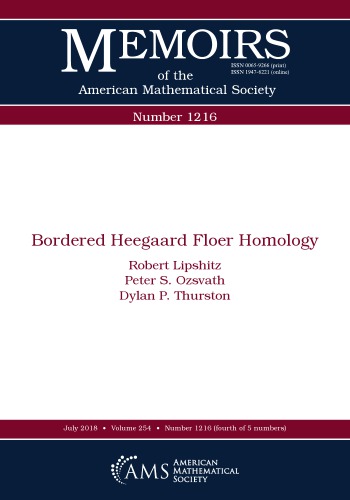 Bordered Heegaard Floer Homology Robert Lipshitz Peter S Ozsvath