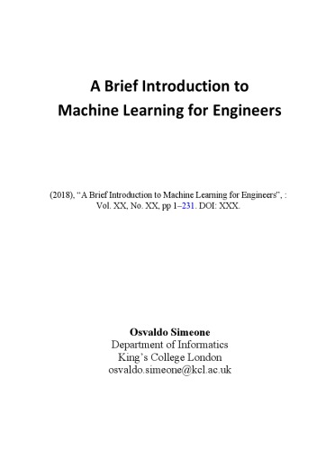 A Brief Introduction To Machine Learning For Engineers Osvaldo Simeone