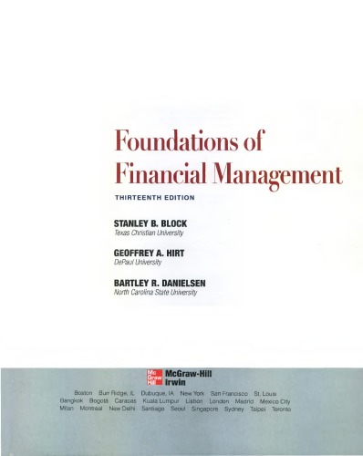 Foundations Of Financial Management 13th Edition Stanley B Block