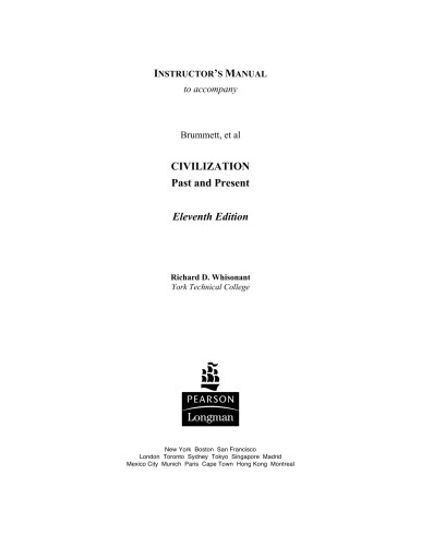 Instructors Manual Civilization Past And Present 11th Edition Richard D Whisonant