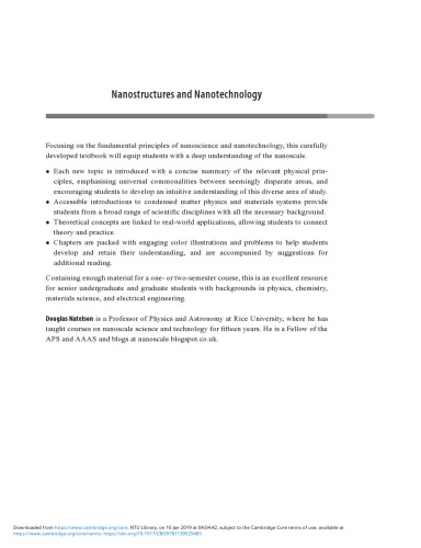 Nanostructures And Nanotechnology Hardcover Douglas Natelson