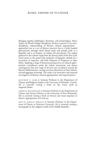Rome Empire Of Plunder The Dynamics Of Cultural Appropriation Loar