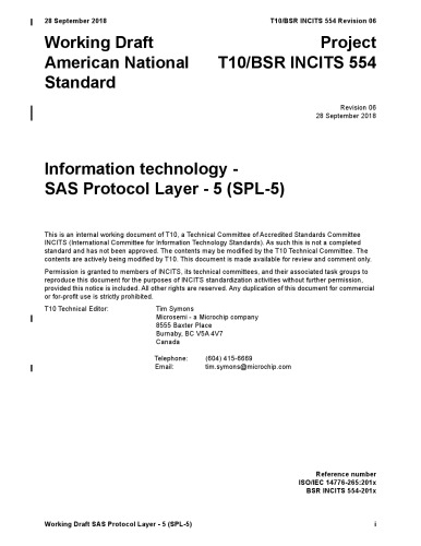 Sas Protocol Layer 5 Spl5 R06 R06 T10 Technical Committee