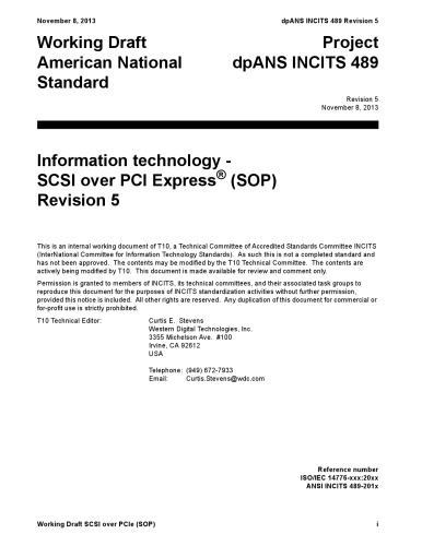 Scsi Over Pcie Sop R05 R05 Curtis E Stevens