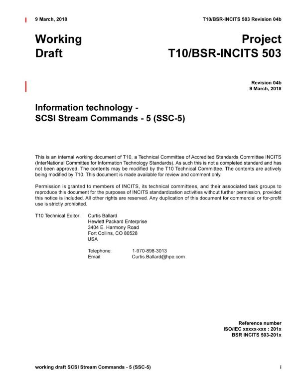 Scsi Stream Commands 5 Ssc5 R04b R04b Curtis Ballard