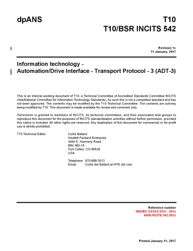 Scsi Automationdrive Interface Transport Protocol 3 Adt3 R01c R01c T10 Technical Committee