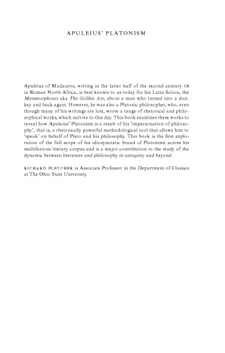 Apuleius Platonism The Impersonation Of Philosophy Fletcher