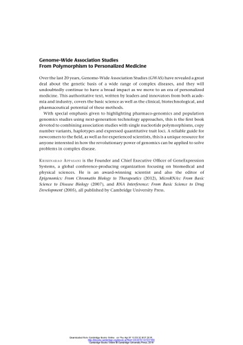 Genomewide Association Studies From Polymorphism To Personalized Medicine Krishnarao Appasani Ed