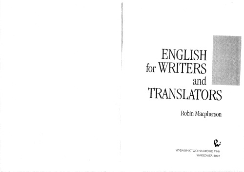 English For Writers And Translators Robin Macpherson