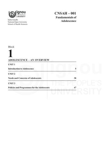 Certificate In Adolescent Health And Counselling Cahc Ignou