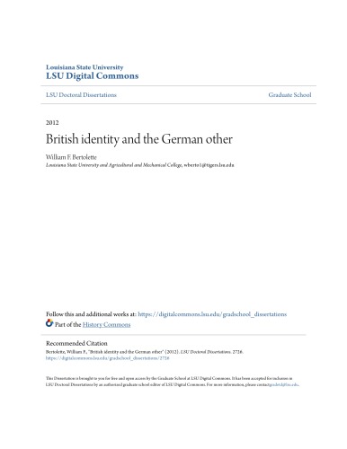British Identity And The German Other William F Bertolette