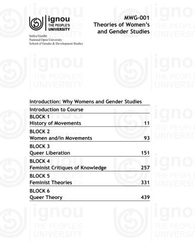 Post Graduate Diploma In Womens And Gender Studies Pgdwgs Ignou