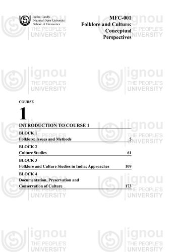Postgraduate Diploma In Folklore And Culture Studies Pgdfcs Ignou
