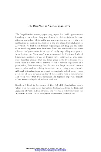 Drug Wars In America 19401973 Kathleen J Frydl