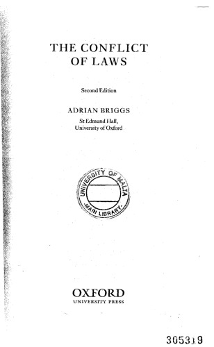 The Conflict Of Laws 2nd Edition Adrian Briggs