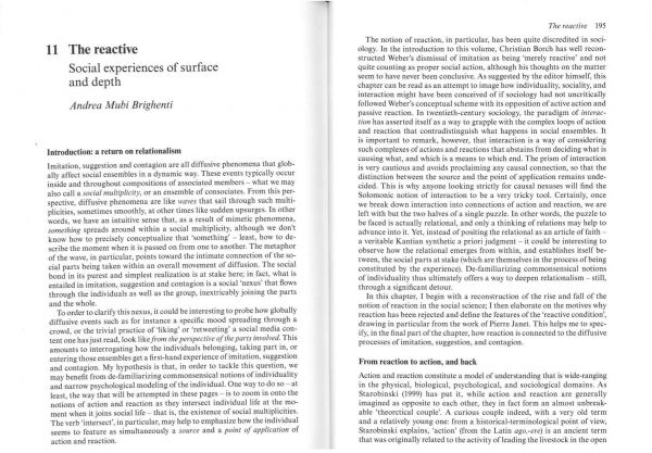 The Reactive Social Experiences Of Surface And Depth Chapter In Imitation Contagion Suggestion On Mimesis And Society Andrea Mubi Brighenti