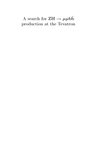 A Search For Zh Bb Production At The Tevatron Lucian Stefan Ancu