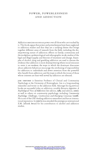 Power Powerlessness And Addiction Jim Orford