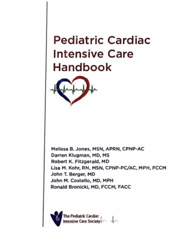 Pediatric Cardiac Intensive Care Handbook Jones Melissa B