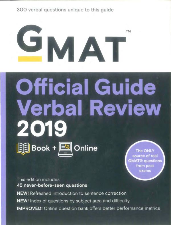 Gmat Official Guide Verbal Review 2019 Book Online 3rd Graduate Management Admission Council Gmac