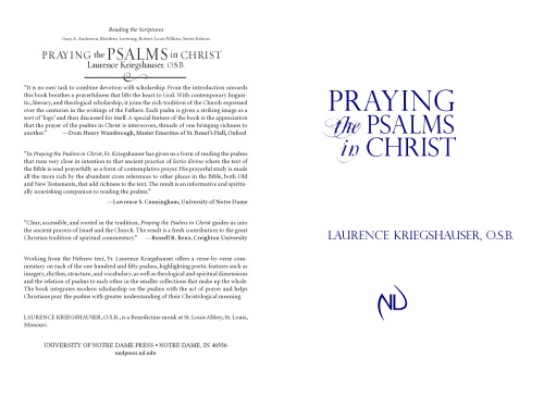Praying The Psalms In Christ Laurence Kriegshauser Osb