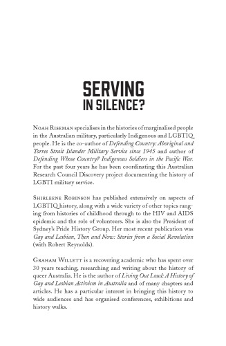 Serving In Silence Australian Lgbt Servicemen And Women Noah Riseman Shirleene Robinson Graham Willett