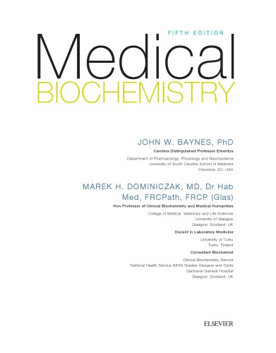 Medical Biochemistry 5th Edition John W Baynes Marek H Dominiczak