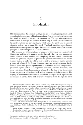 Compensation And Restitution In Investorstate Arbitration Borzu Sabahi