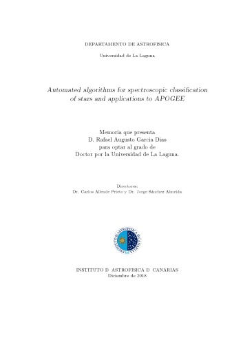 Automated Algorithms For Spectroscopic Classification Of Stars And Applications To Apogee 1st Edition Rafael Augusto Garcia Dias