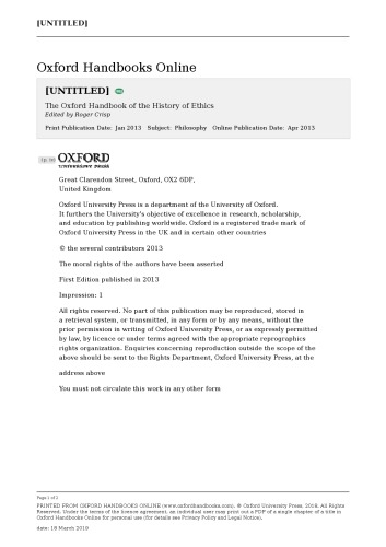 The Oxford Handbook Of The History Of Ethics Roger Crisp Ed