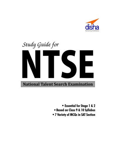Study Guide For Ntse Sat Mat And Lct Class 10 With Stage 1 And 2 Past Question Bank 9th Edition Disha Expert Teachers