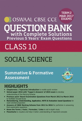 Cbse Cce Question Bank Social Science With Complete Solutions For Class 10 Term Ii October To March 2017 Oswaal Oswaal Expert Teachers