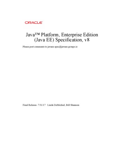 Java Platform Enterprise Edition Java Ee Specification 80 Linda Demichiel