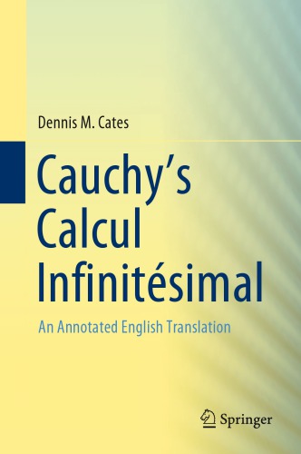 Cauchys Calcul Infinitsimal Cates Dennis M