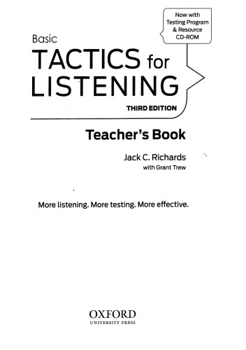 Basic Tactics For Listening Teachers Book 3rd Edition Jack C Richards