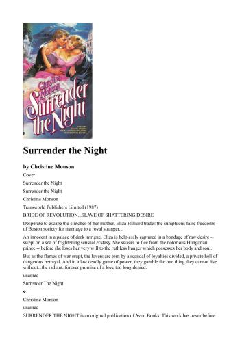 Surrender The Night Monson Christine
